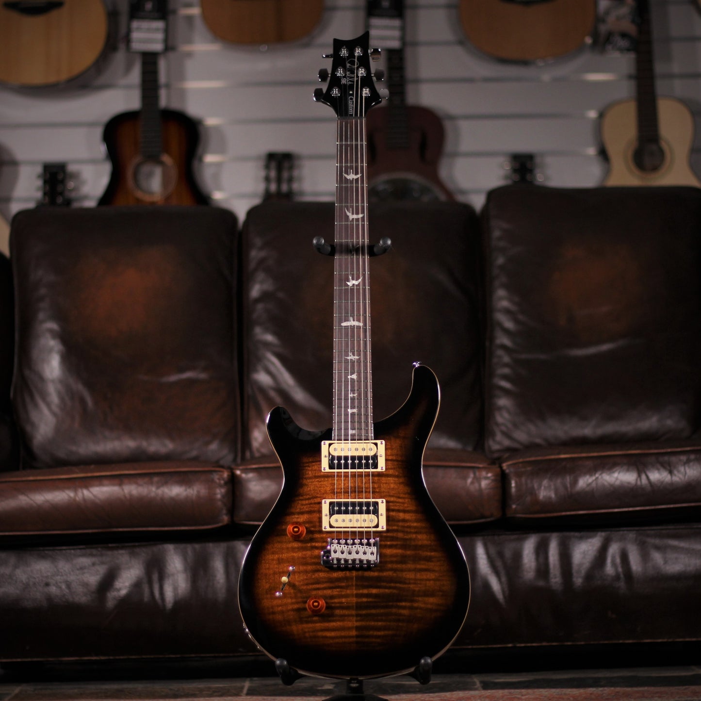 PRS SE Custom 24 Left Hand Black Gold Burst full