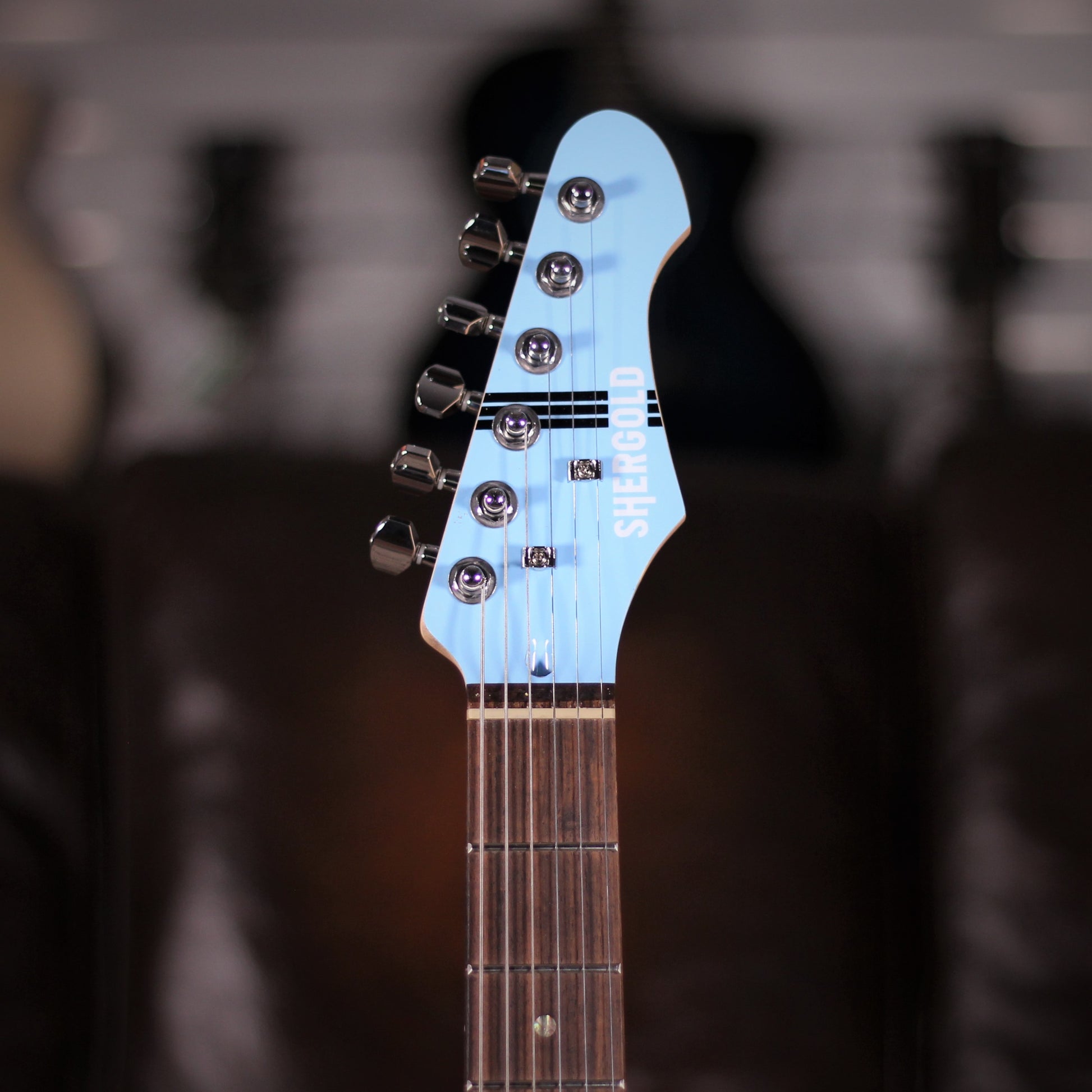 Shergold Telstar ST14 - Pastel Blue headstock