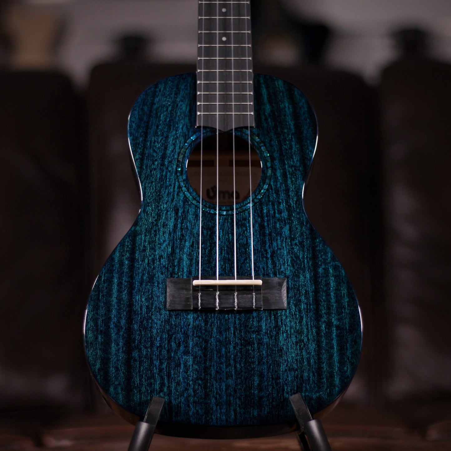 Uma Solid Mahogany Soprano Ukulele - Trans Blue - Ukuleles available at Foulds Guitars Derby