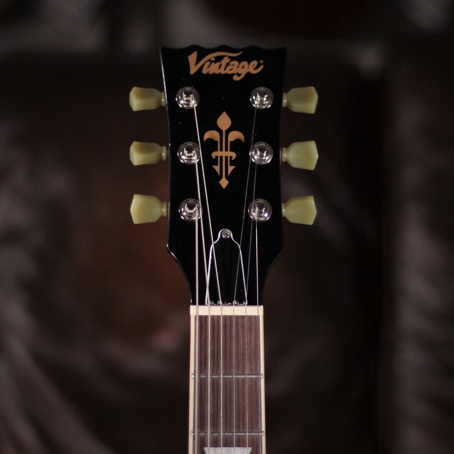 Vintage VS6 Gloss Black headstock