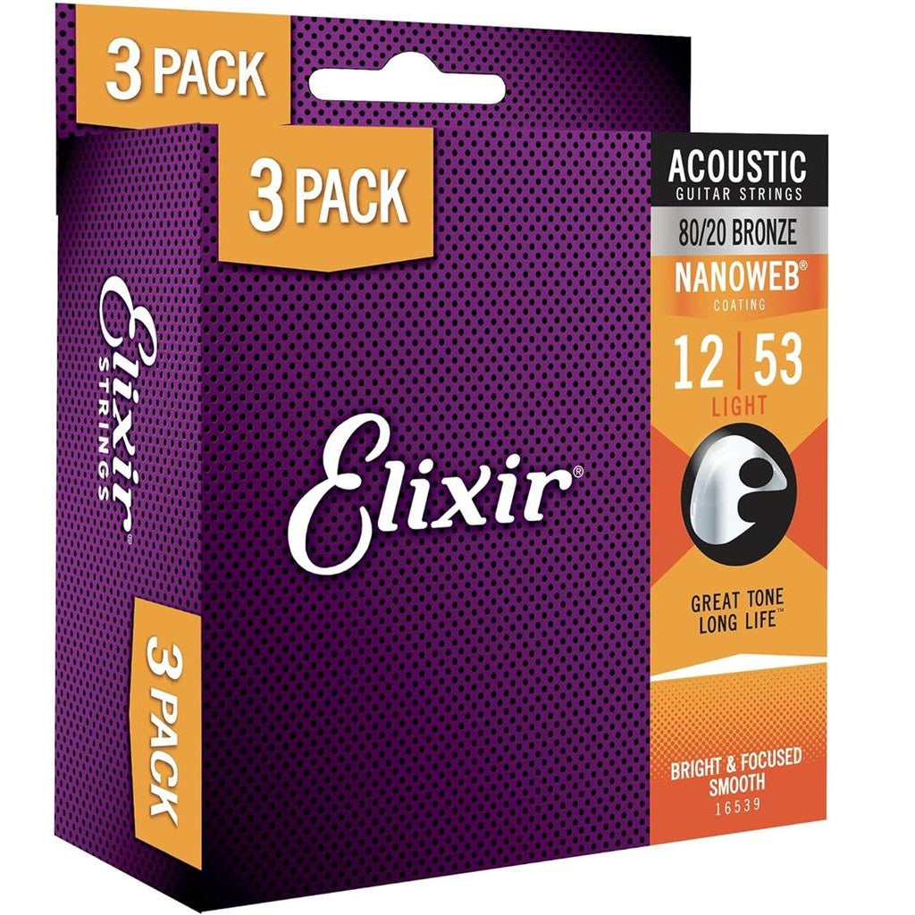 Elixir 80/20 Bronze Nanoweb 16539 12-53 Triple Pack