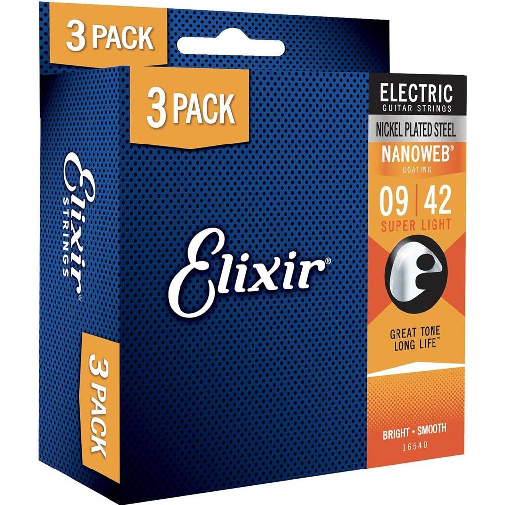 Elixir Electric Nanoweb 16540 9-42 Triple Pack