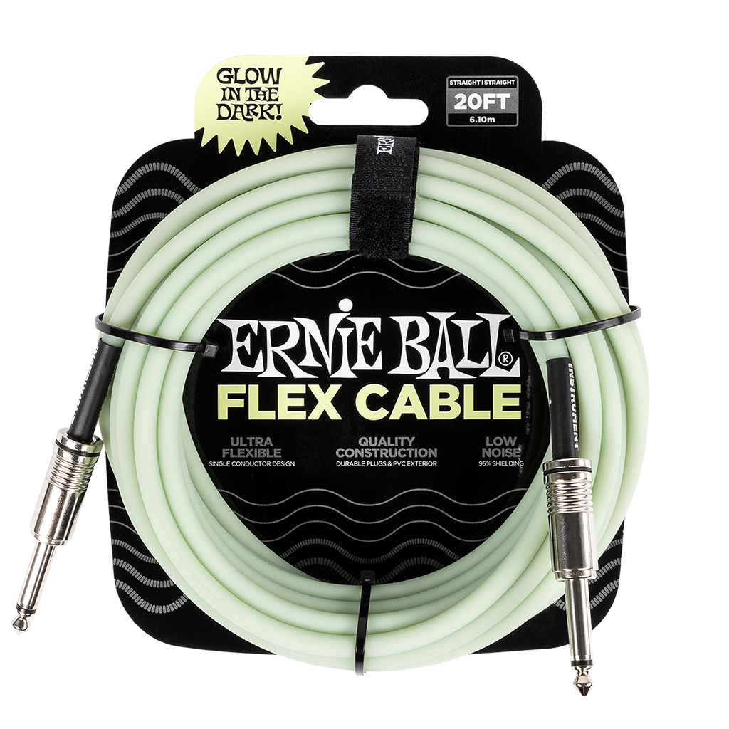 Ernie Ball Flex Glow in the Dark Straight 20ft Cable - Straight available at Foulds Guitars Derby