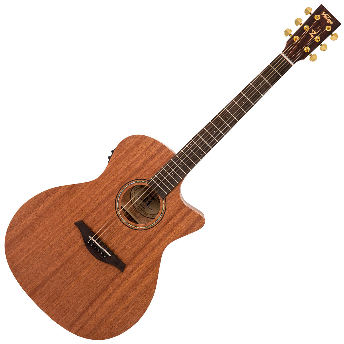 Vintage Mahogany Series 'Grand Auditorium' Cut-Away Electro-Acoustic Guitar ~ Satin Mahogany