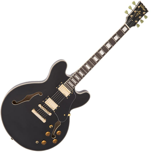 Vintage VSA500 ReIssued Semi Acoustic Guitar ~ Gloss Black
