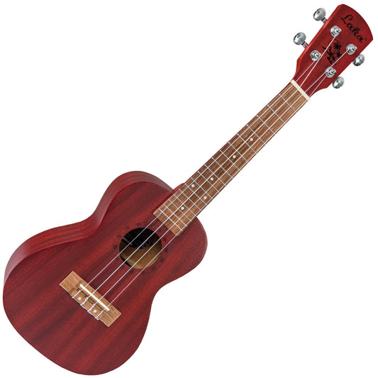 Laka Sapele Series Concert Ukulele & Bag ~ Red