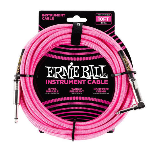 Ernie Ball Pink 10ft Right Angled Cable